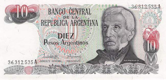 Argentinien p313a-1A 10 Pesos 1983